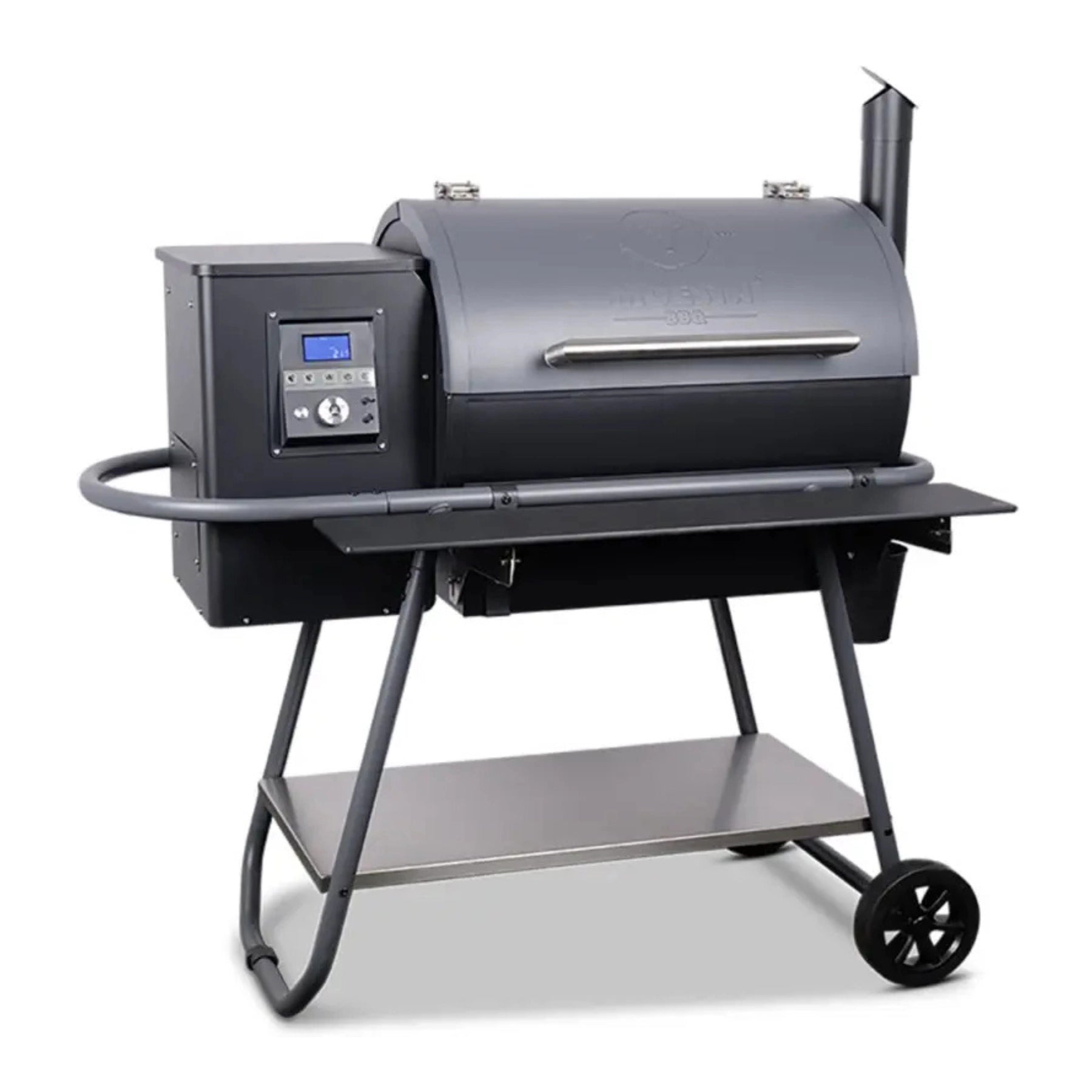 Moesta Sheriff Pelletgrill, inkl. Ablagebrett PaperPlank schwarz & Halterungen, 66 x 44 cm Grillfläche
