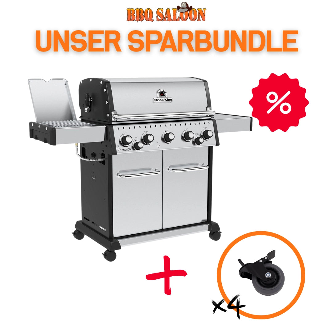 Broil King Baron S 590 IR inklusive, Premium Lenkrollen, Drehspieß & Infrarotbrenner