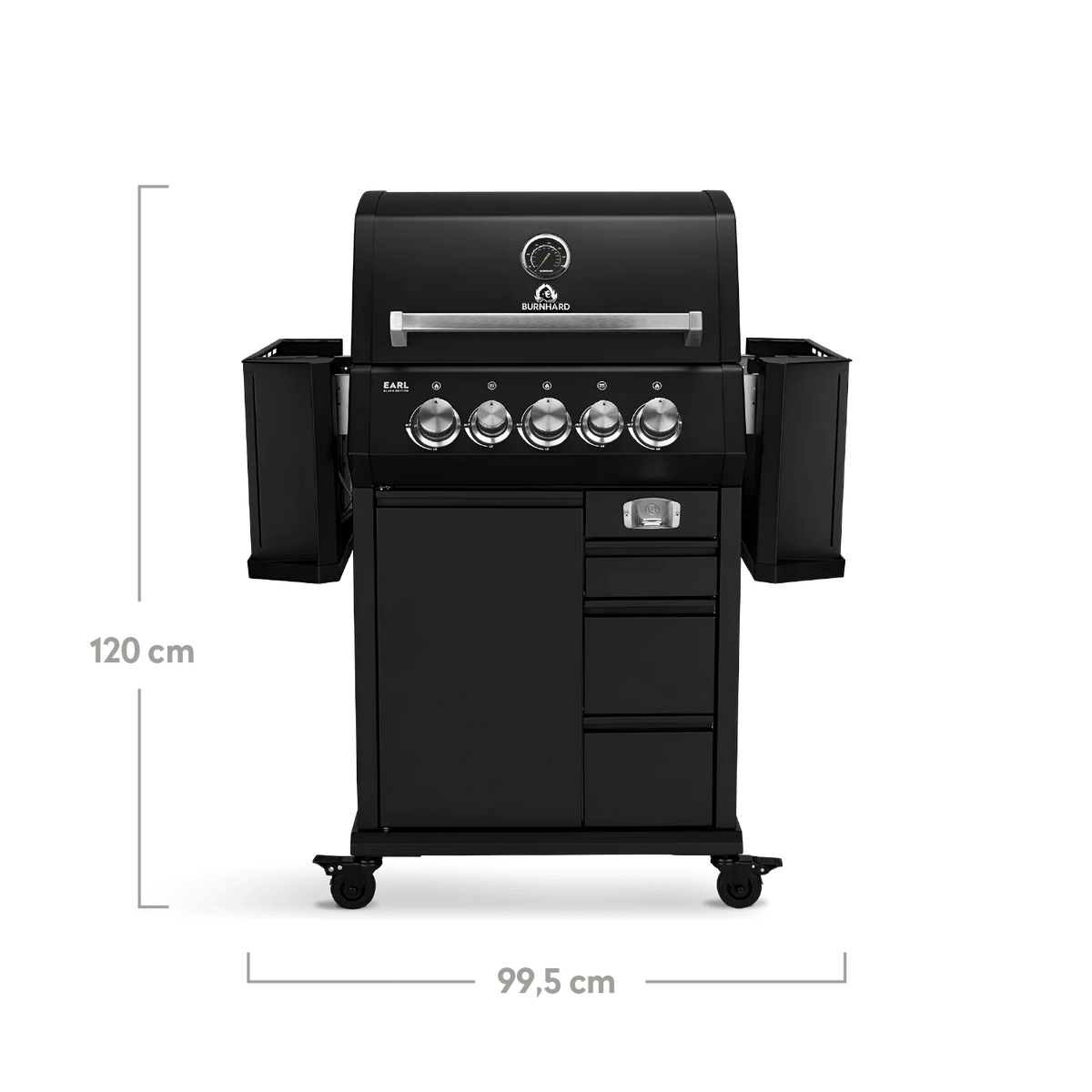 Burnhard EARL Premium-Gasgrill 3-Brenner Black Edition mit Gusseisenrost