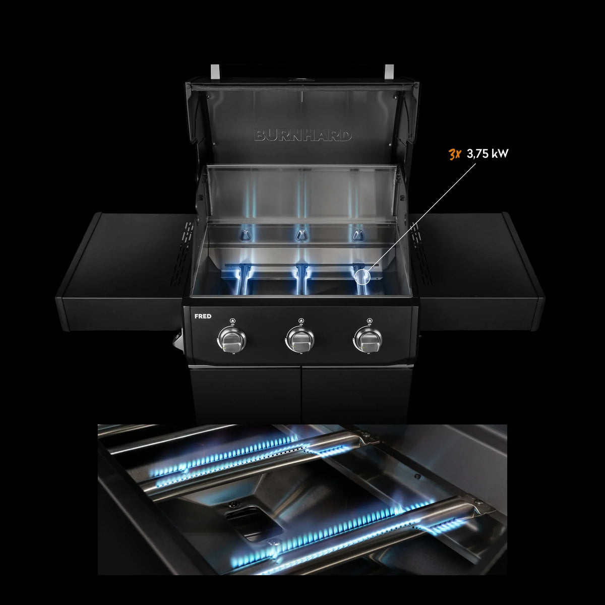 Burnhard FRED Base Gasgrill 3-Brenner mit Edelstahlrost Series 4