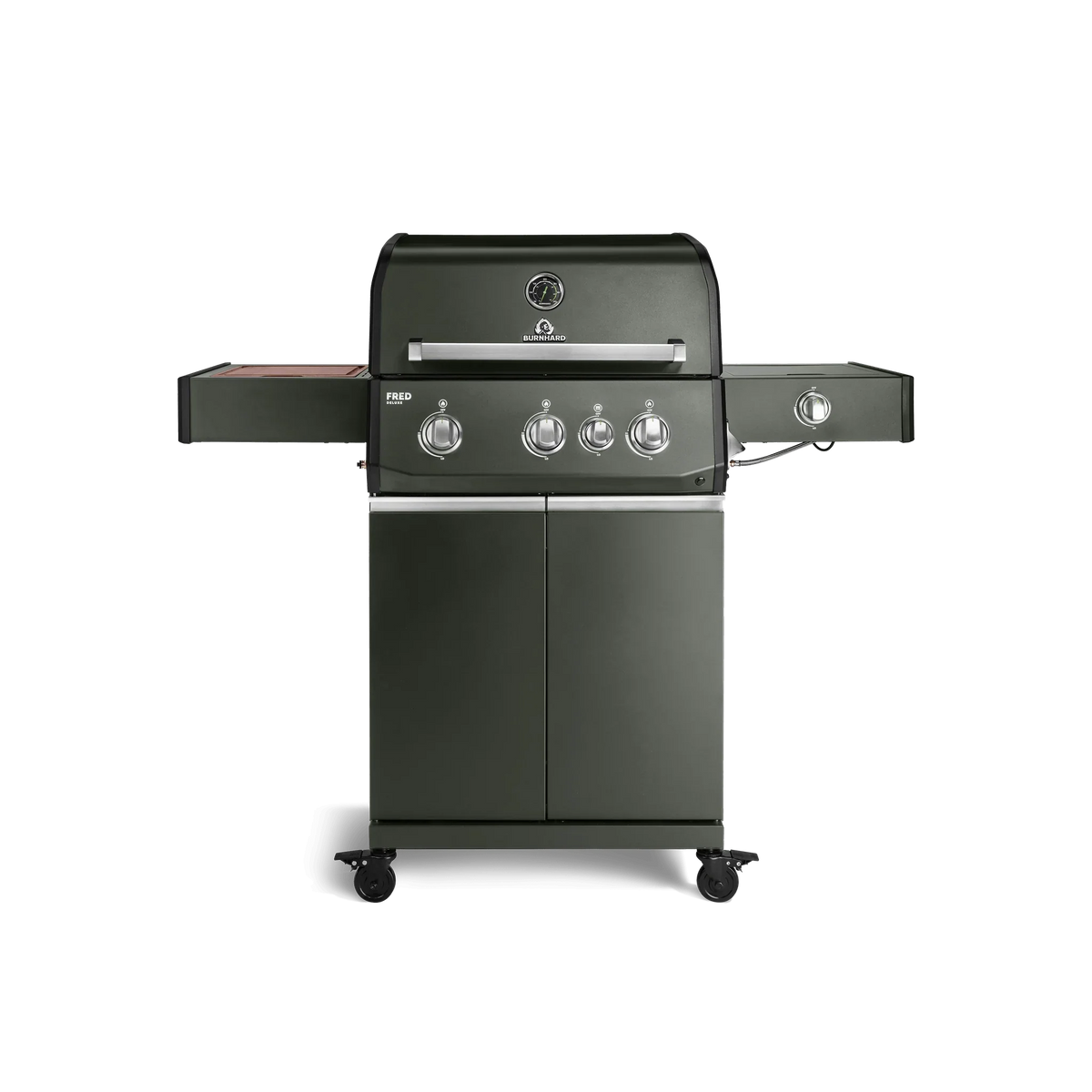 Burnhard FRED Deluxe Gasgrill 3-Brenner Green Edition mit Gusseisenrost Series 4