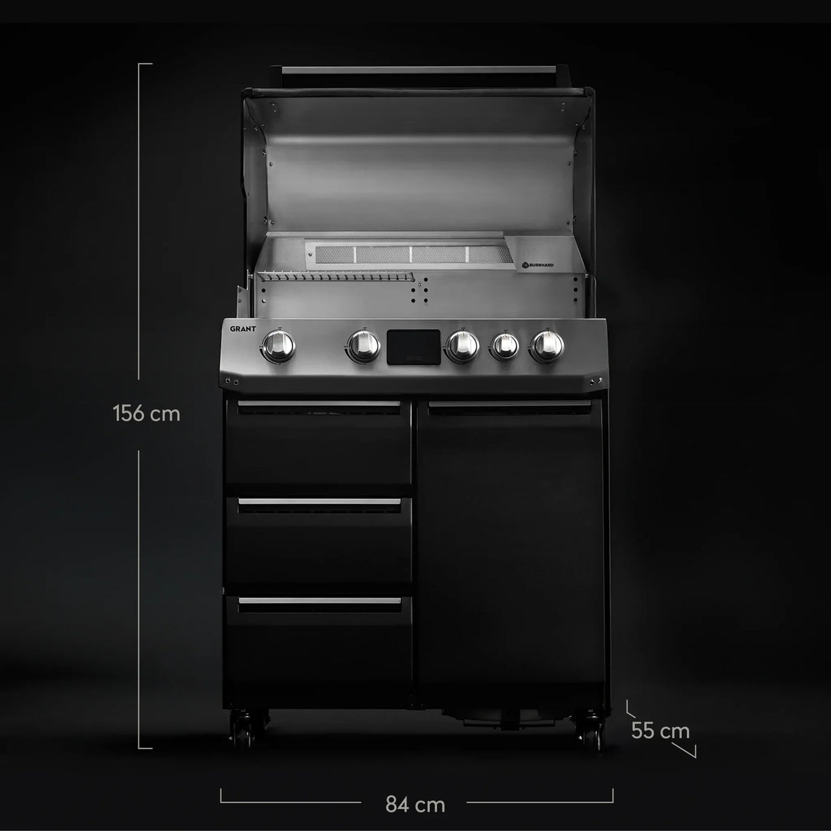 Burnhard GRANT Base - Modularer Gasgrill 4-Brenner mit Schubladen und Gusseisenrost