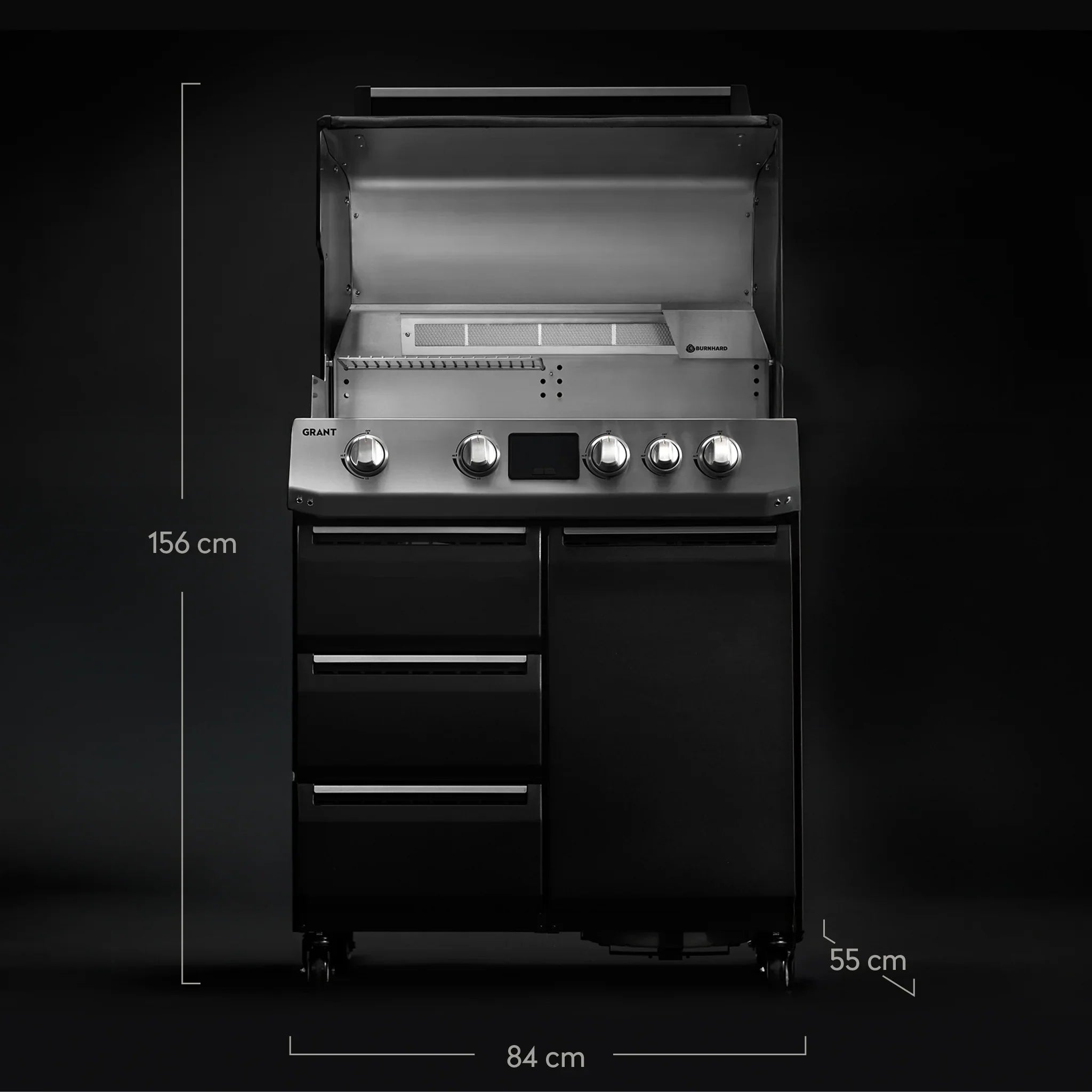 Burnhard GRANT Base - Modularer Gasgrill 4-Brenner mit Türen und Edelstahlrost