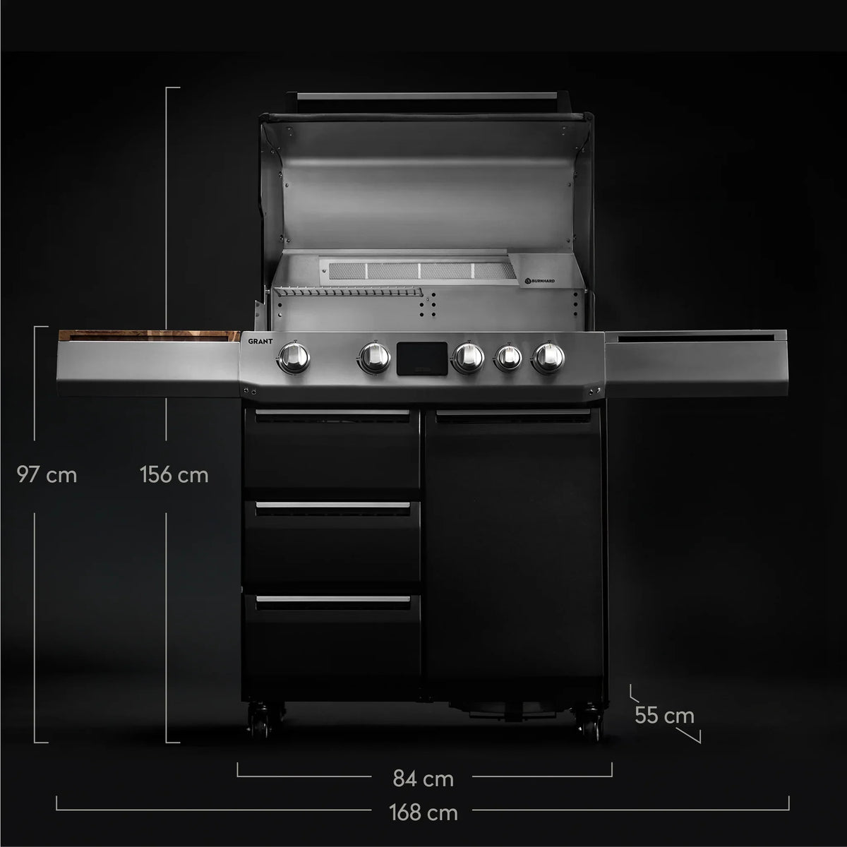 Burnhard GRANT Upgrade - Modularer Gasgrill 4-Brenner mit Schubladen und Gussrosten