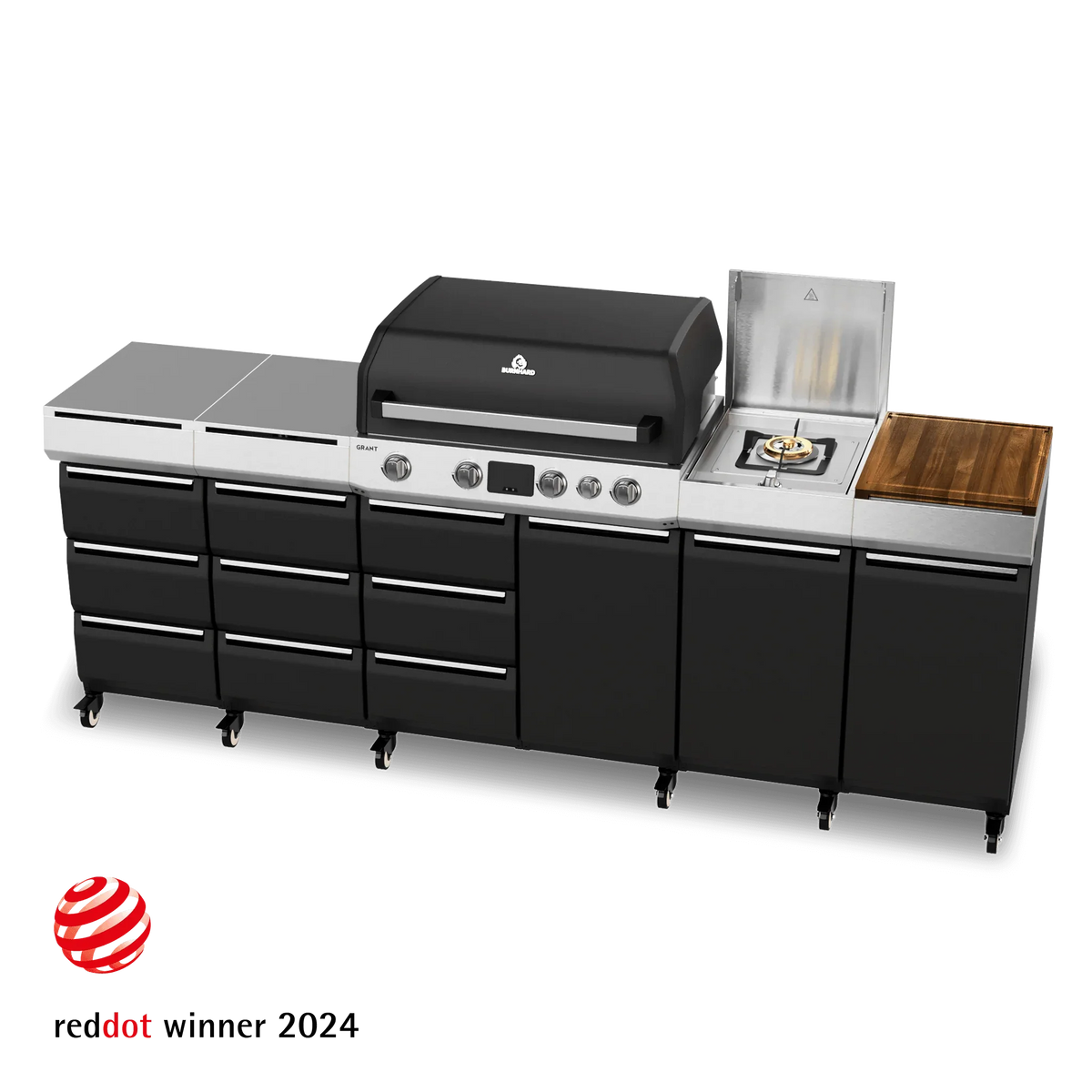 Burnhard GRANT Station - Modularer Gasgrill 4-Brenner mit Schubladen und Gusseisenrost