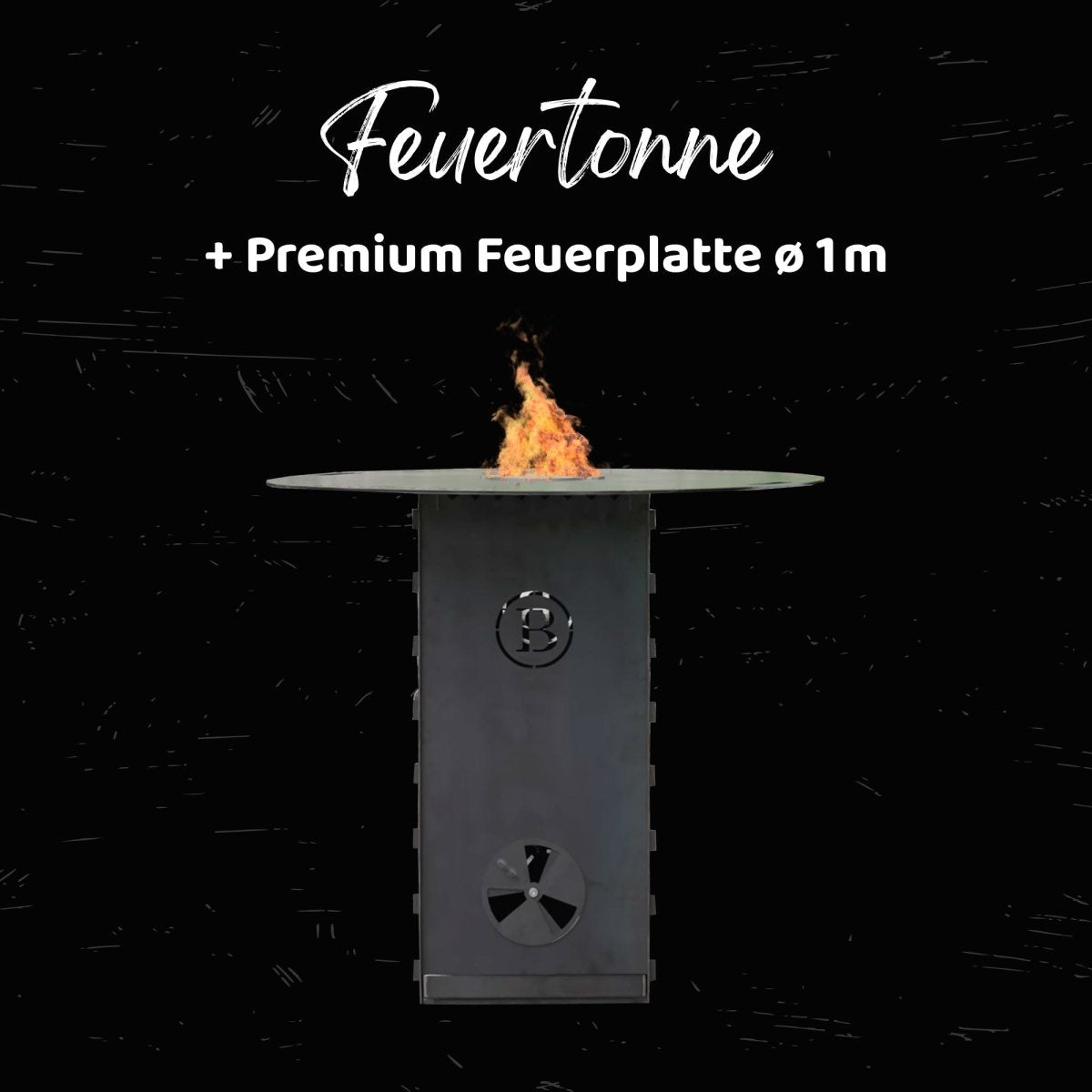 Babossa Feuertonne mit Feuerplatte & Wokkrone, Steckbar Cortenstahl