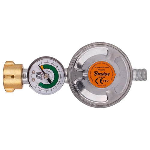 Bradas | Gasdruckregler | 50mbar | 1.5kg/h mit Manometer - BABOSSABradas | Gasdruckregler | 50mbar | 1.5kg/h mit ManometerBradasBABOSSA