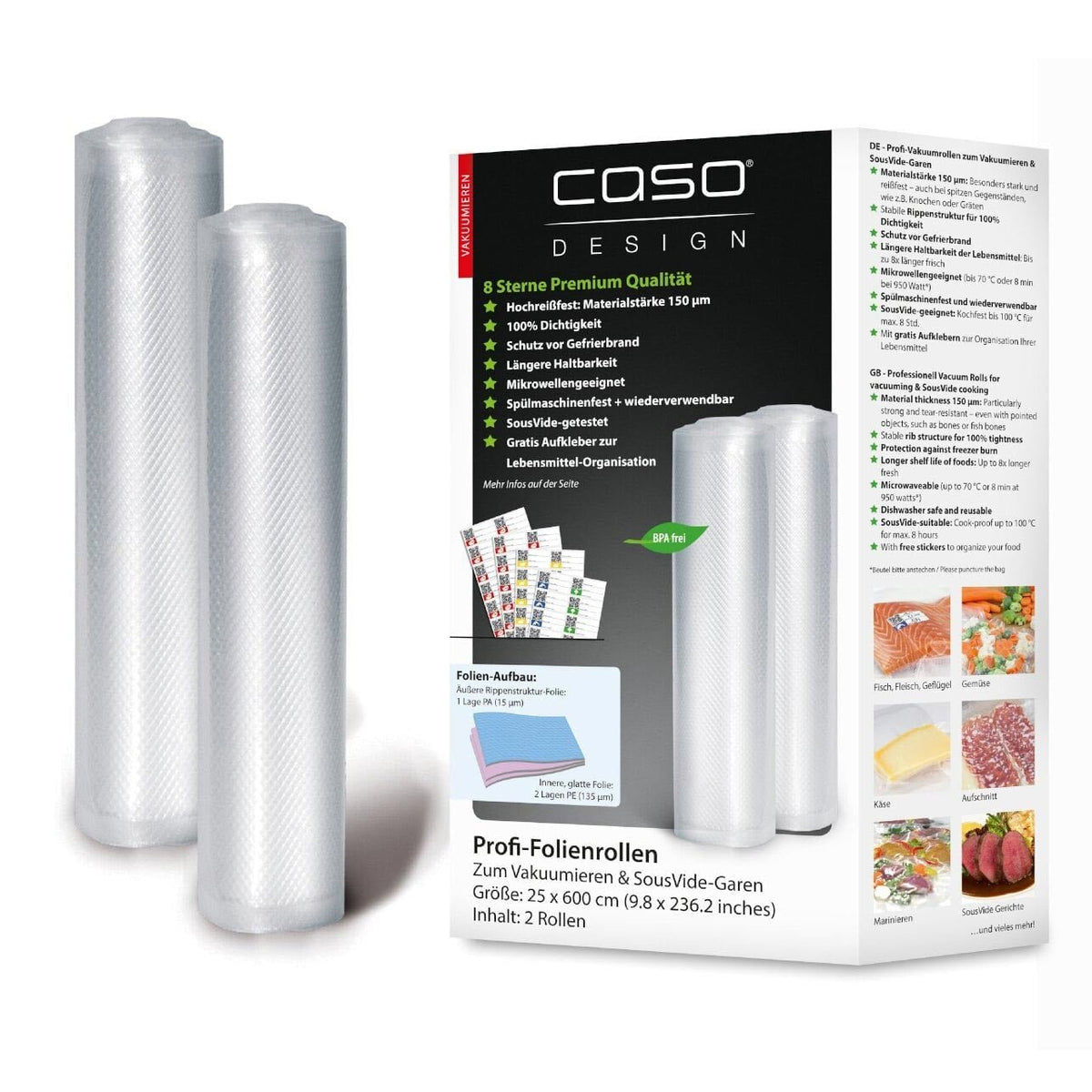 CASO Folienrollen, 25x600cm 2Stk. - Grillstar.deCASO Folienrollen, 25x600cm 2Stk.CASOGrillstar.decg12254038437012255