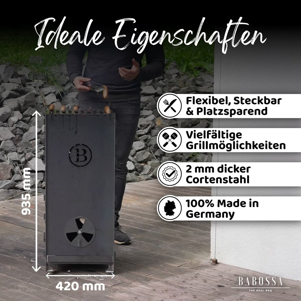 Feuertonnen Set | Premium Cortenstahl | Steckbar | Höhenverstellbar | Hitzesteuerung - BABOSSAFeuertonnen Set | Premium Cortenstahl | Steckbar | Höhenverstellbar | HitzesteuerungGrillBABOSSABABOSSA