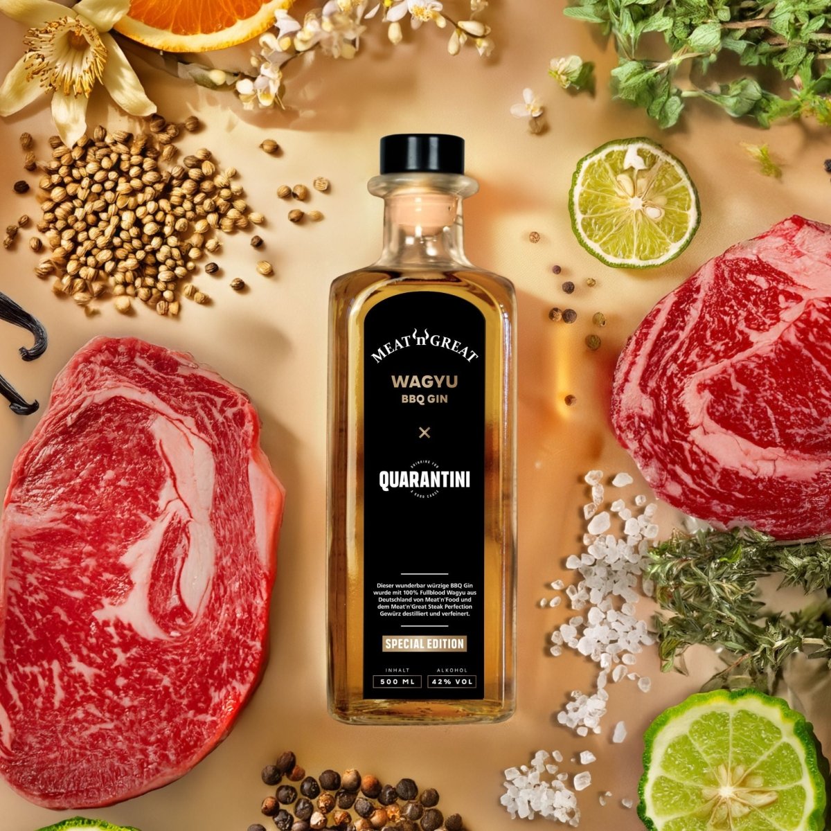 Quarantini × Meat'n'Great Wagyu BBQ Gin (nur 111 Packages) - BABOSSAQuarantini × Meat'n'Great Wagyu BBQ Gin (nur 111 Packages)AlkoholBABOSSABABOSSA