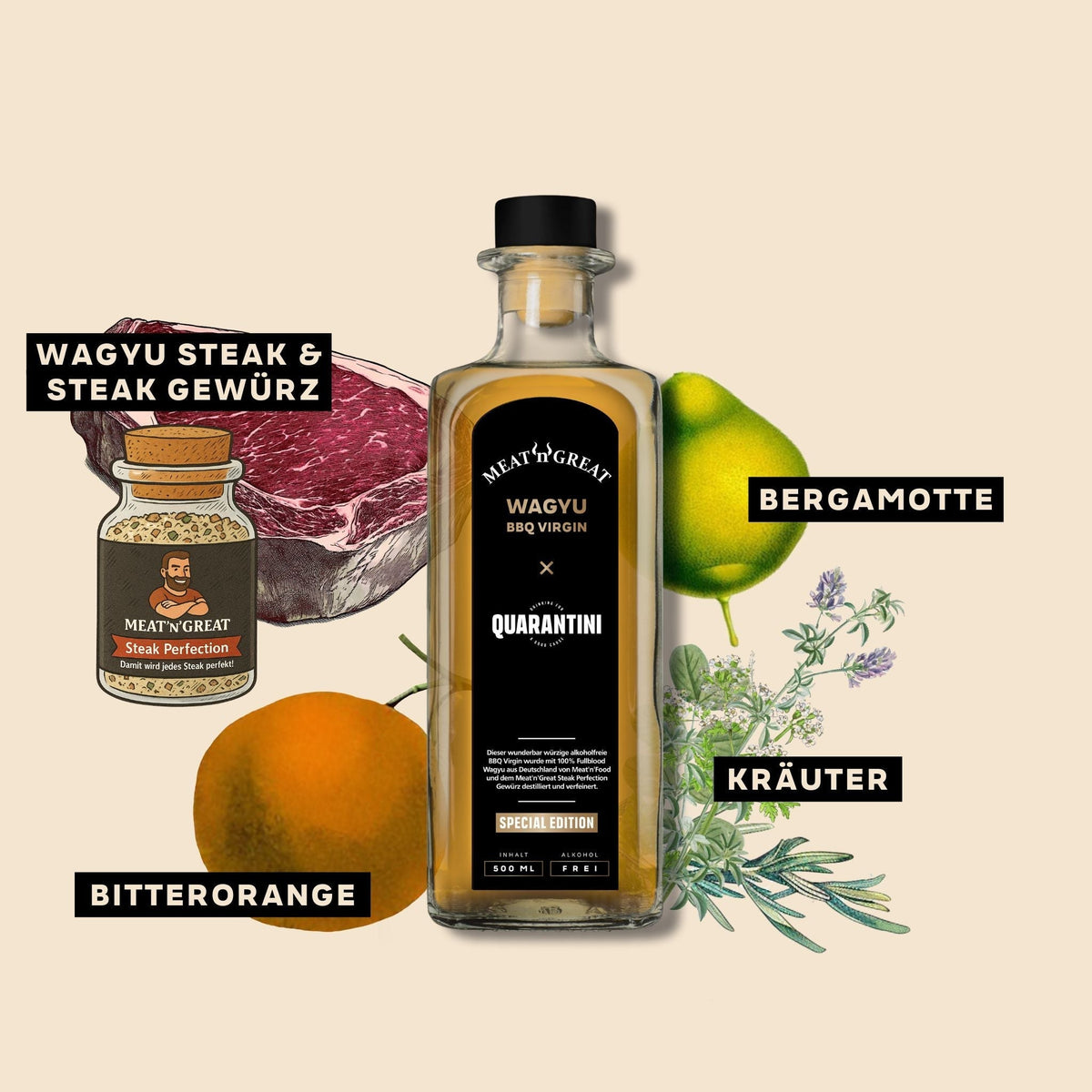 Quarantini × Meat'n'Great Wagyu BBQ Gin (nur 111 Packages) - Grillstar.deQuarantini × Meat'n'Great Wagyu BBQ Gin (nur 111 Packages)AlkoholBABOSSAGrillstar.de