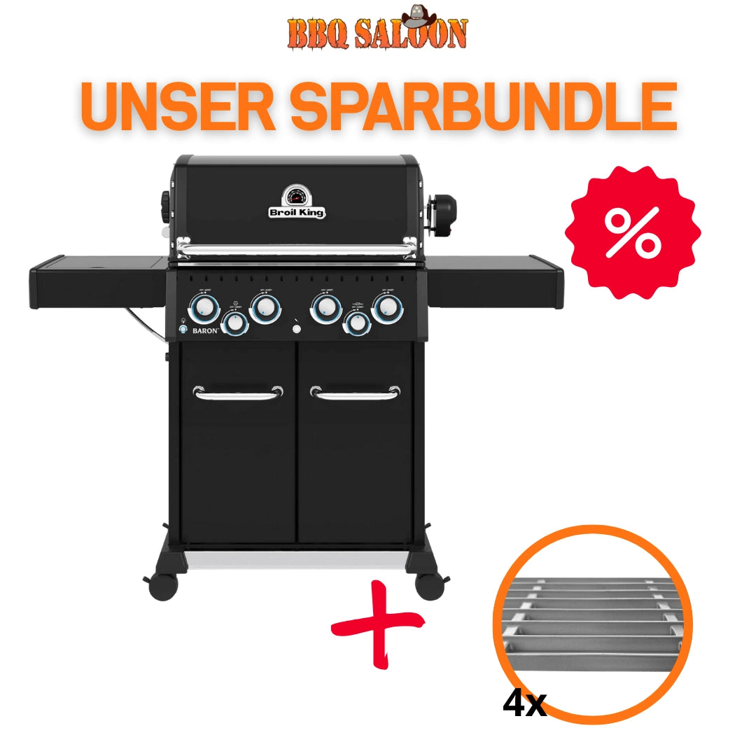 Broil King Baron 490 IR Shadow inkl. Drehspieß, Infrarot-Seitenbrenner & Edelstahlgussrost