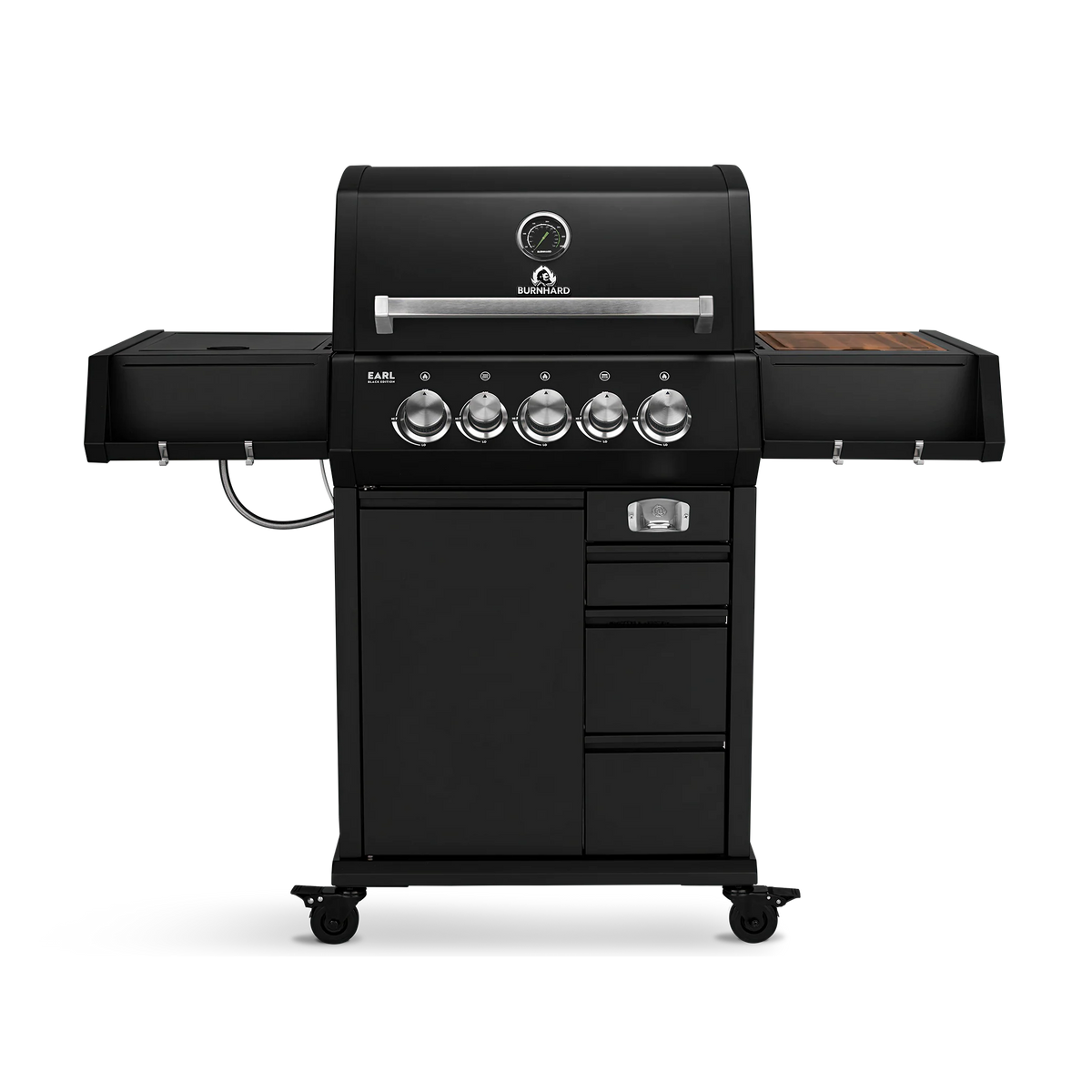 Burnhard EARL Premium-Gasgrill 3-Brenner Black Edition mit Gusseisenrost
