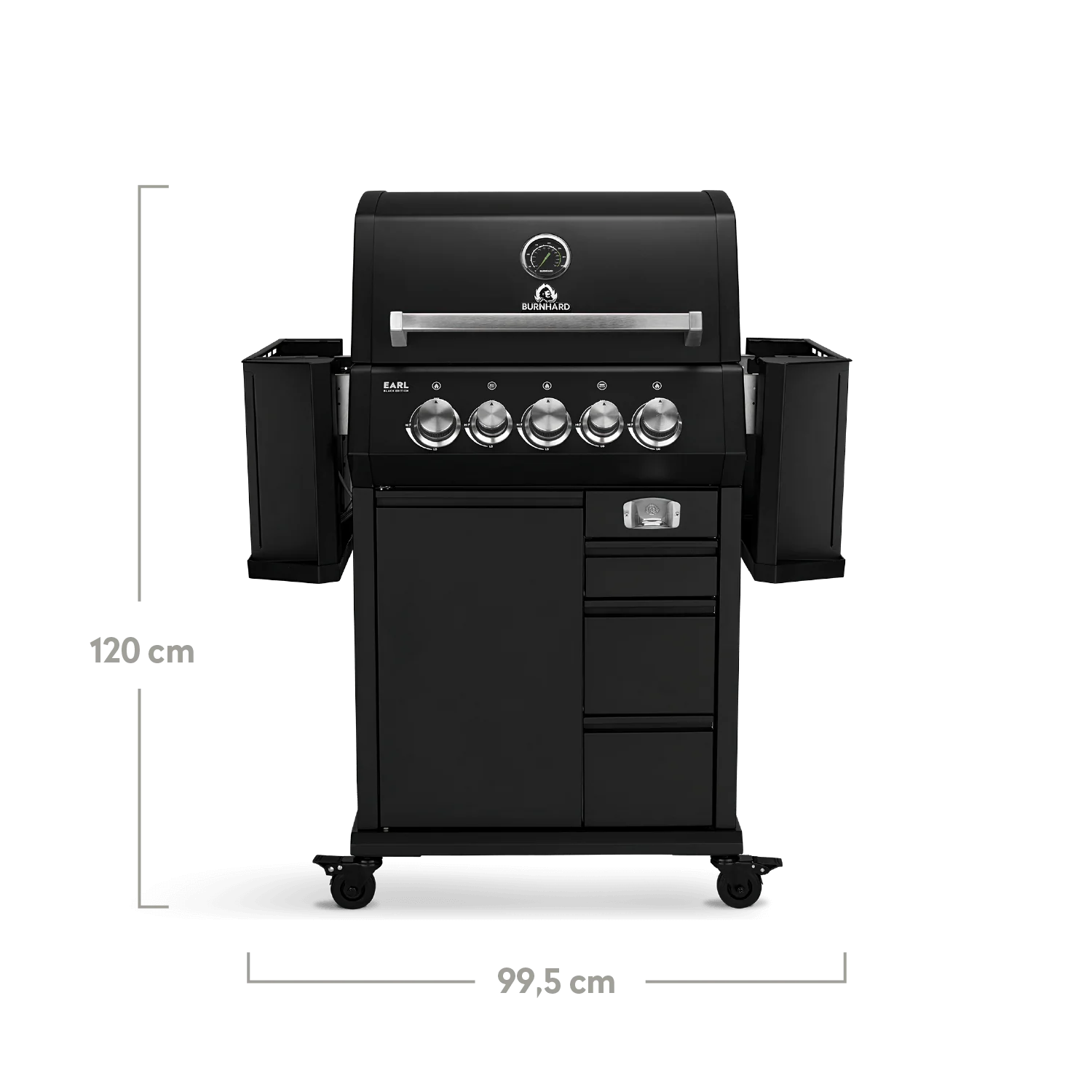 Burnhard EARL Premium-Gasgrill 3-Brenner Black Edition mit Edelstahlrost