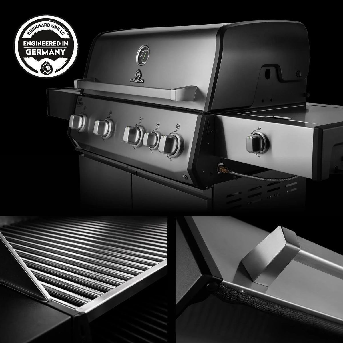 Burnhard Big FRED Deluxe Gasgrill Edelstahl 4-Brenner mit Edelstahlrost Series 4