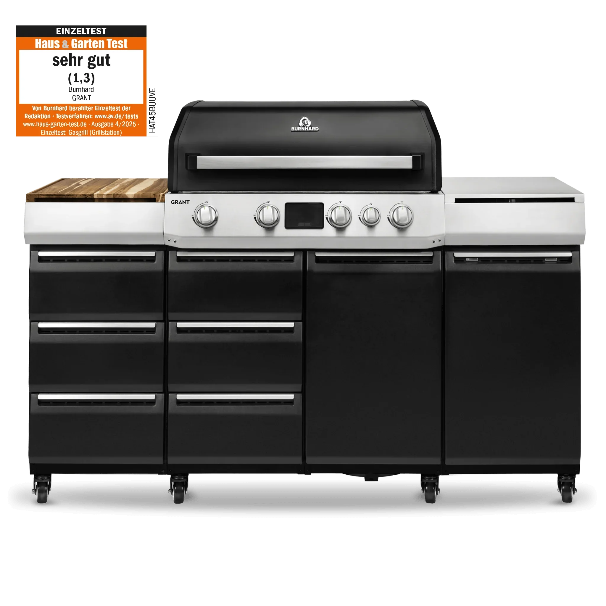 Burnhard GRANT Pro - Modularer Gasgrill 4-Brenner mit Schubladen und Edelstahlrost