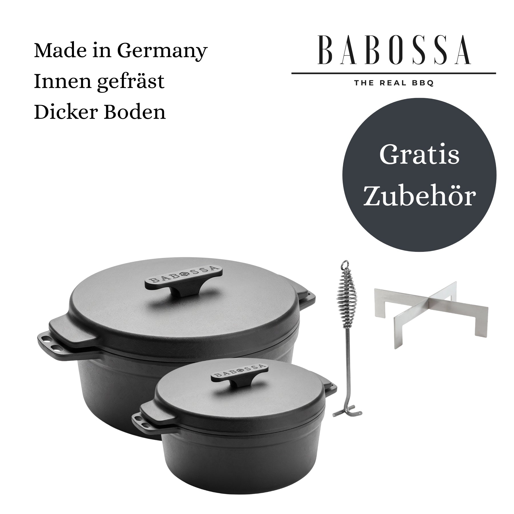 PRECISION | Komplettset 4.5er + 9er innovativer Gusseiserner Topf | SET Deckelheber & Kreuz | Dutch Oven | Made in Germany - Jetzt vorbestellen für voraussichtliche Auslieferung Juni 2026