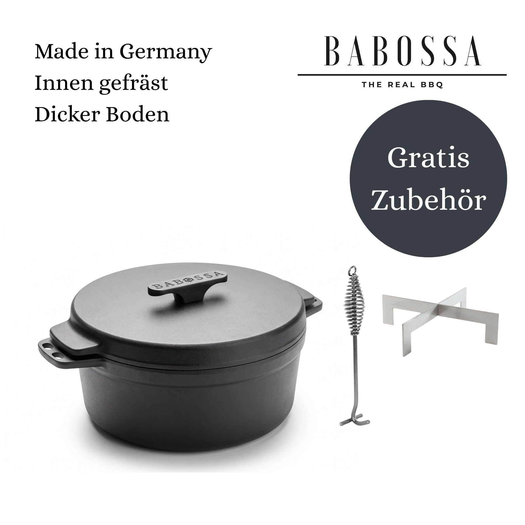 PRECISION | 4.5er innovativer Gusseiserner Topf | SET Deckelheber & Kreuz | Dutch Oven | Made in Germany - Jetzt vorbestellen für voraussichtliche Auslieferung Juni 2026