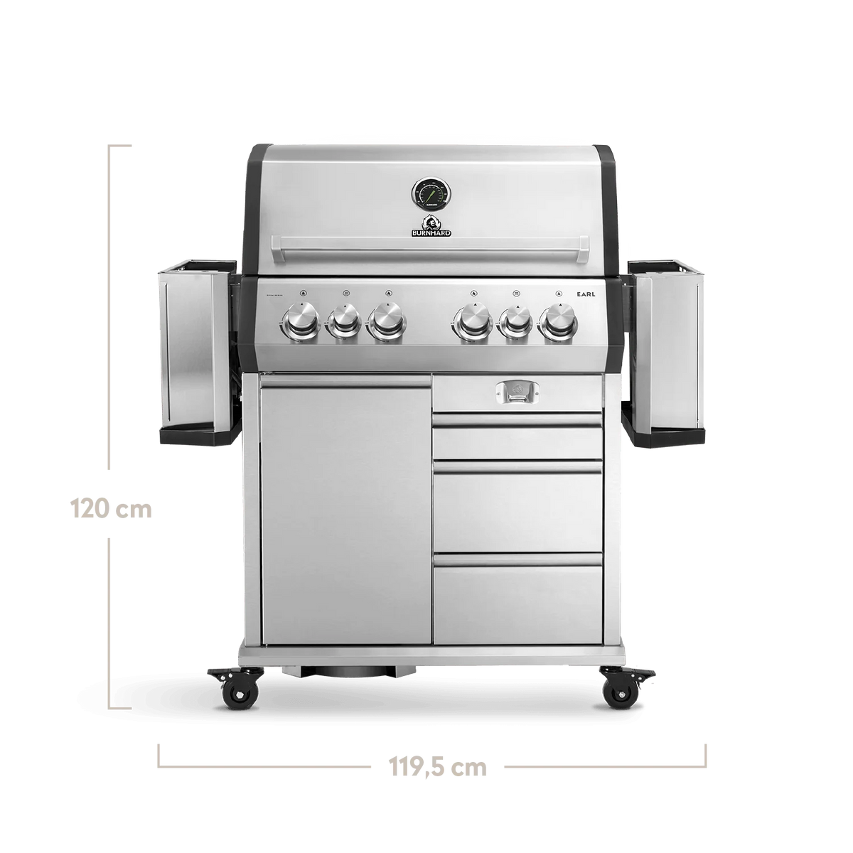 Burnhard Big EARL Premium-Gasgrill 4-Brenner Edelstahl mit Edelstahlrost