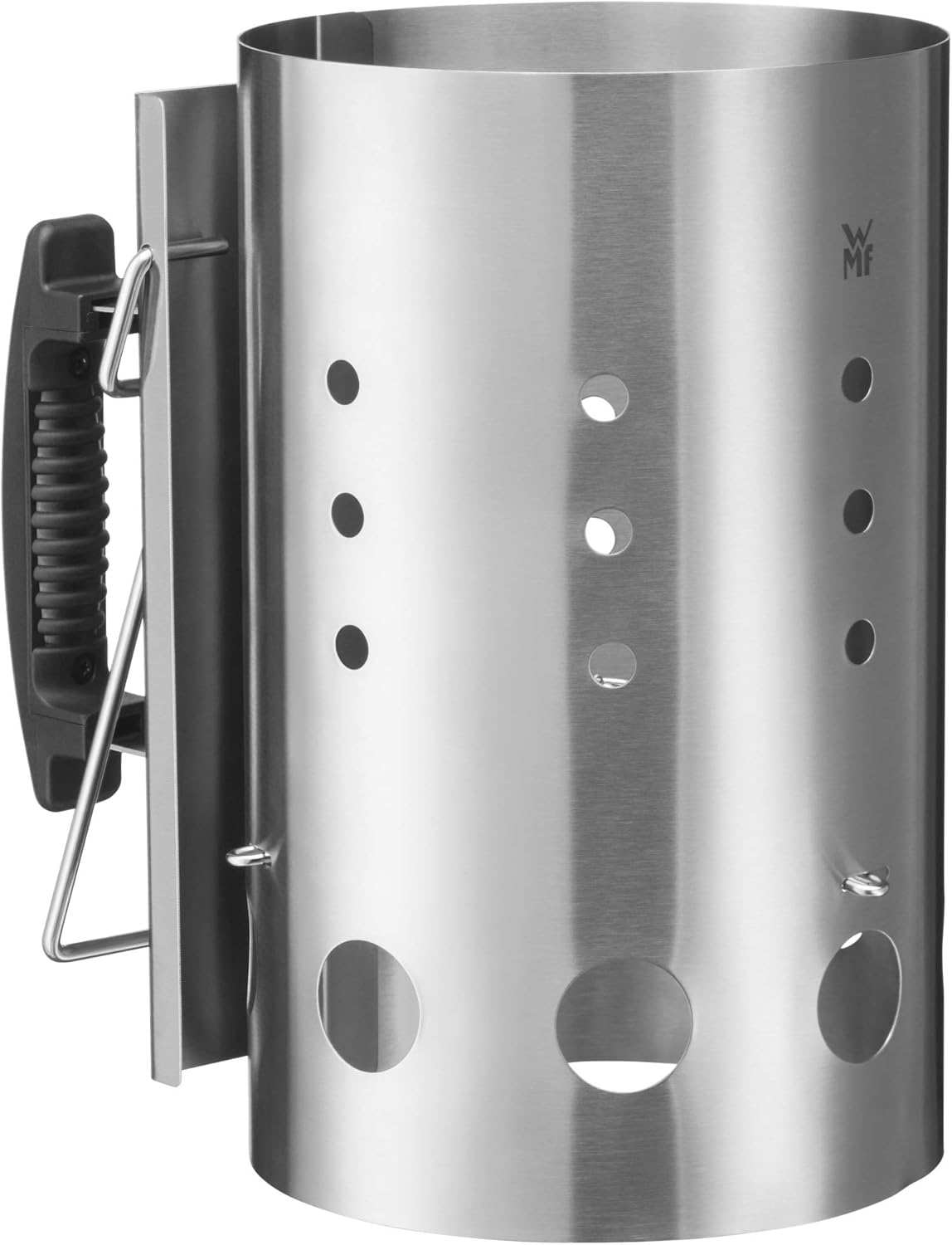 WMF BBQ Anzündkamin Edelstahl 29 x 17 x 27 cm, Grillkamin für Holzkohle oder Briketts, Feuerkohleanzünder mit Griff und Ausschütthilfe, Grillkamin Edelstahl
