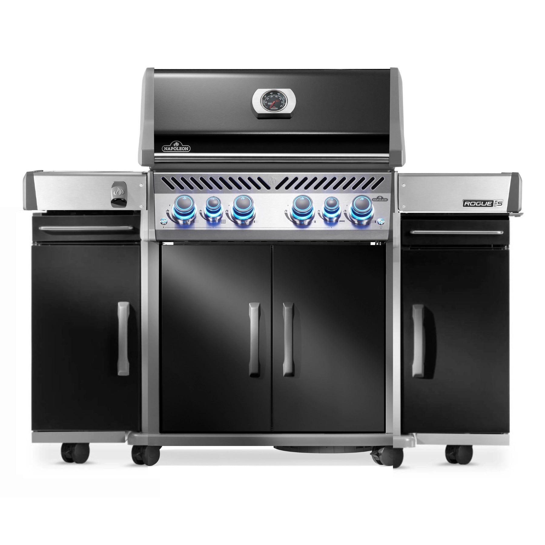 Napoleon Rogue PRO-S 525 mit Gußrosten, Schwarz inkl. 2 Seitenschränken